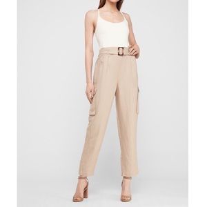 😍Express Belted Linen-Blend Utility Jumpsuit